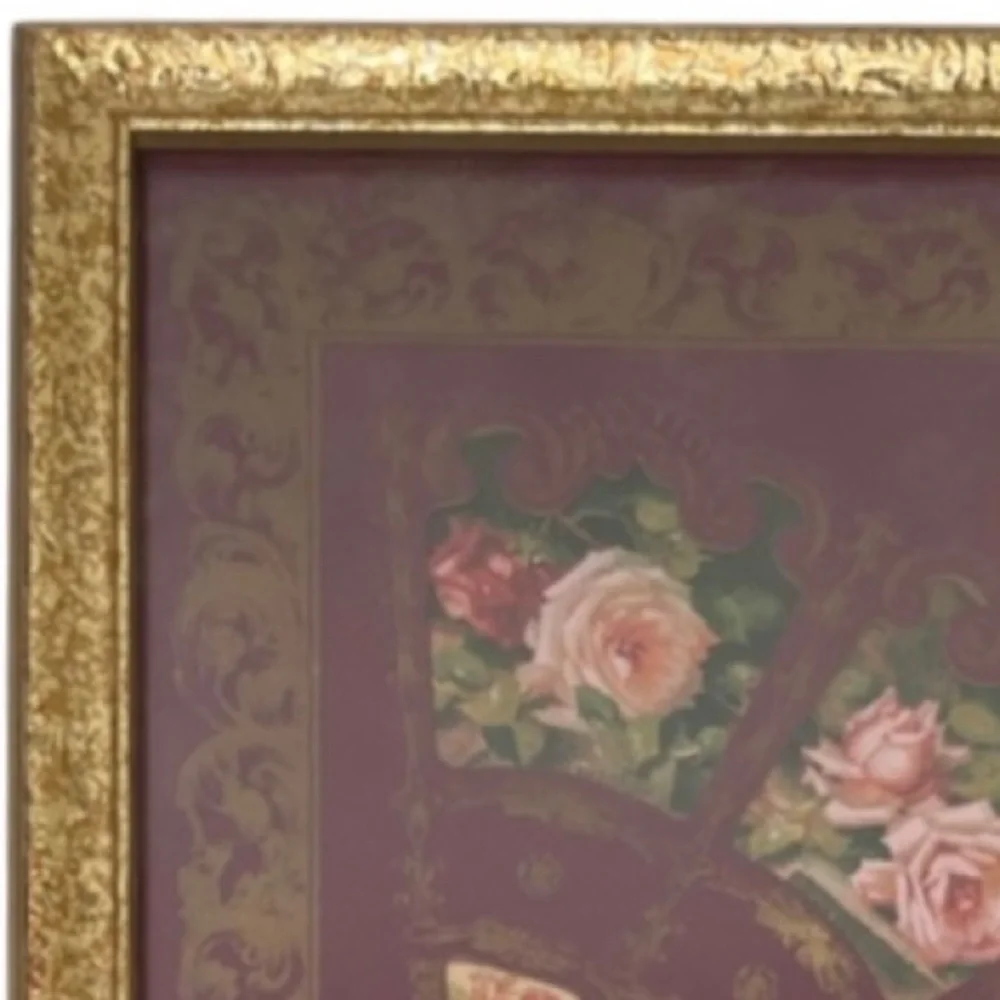Victorian Floral Ornate Burgundy & Gold Wall Decoration
